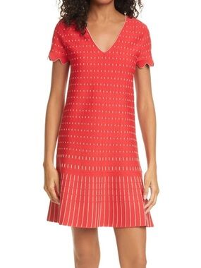 Ted Baker London Maciiey Stitch Detail Knitted Dress Coral Red UK 3 US 8